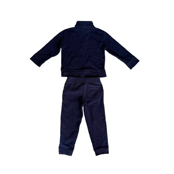 Janie and Jack Jogger Set Navy Blue Fleece Pullover and Pants Kids 4T - Picture 2 of 4